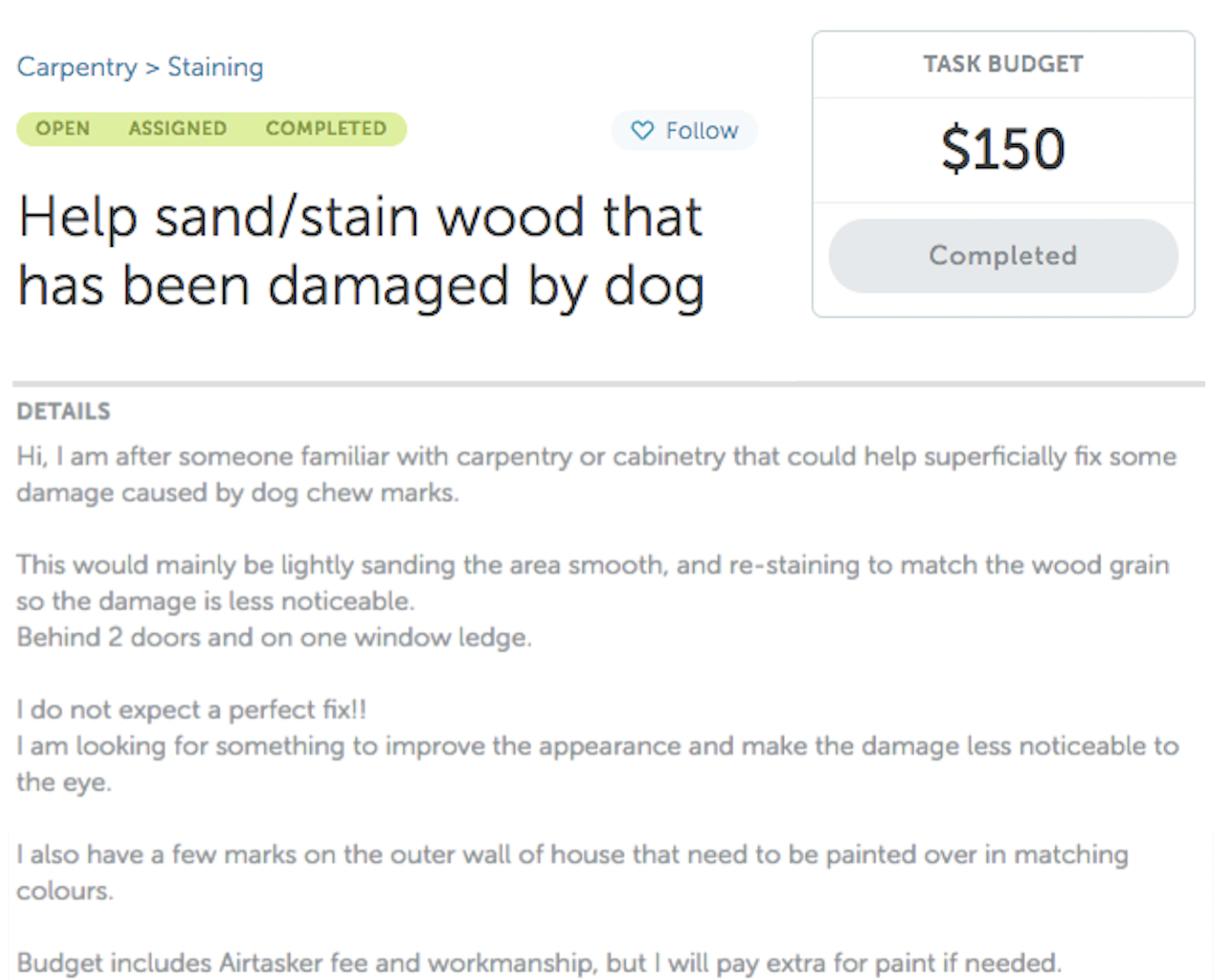 How the Job description should be done for a Handyman service