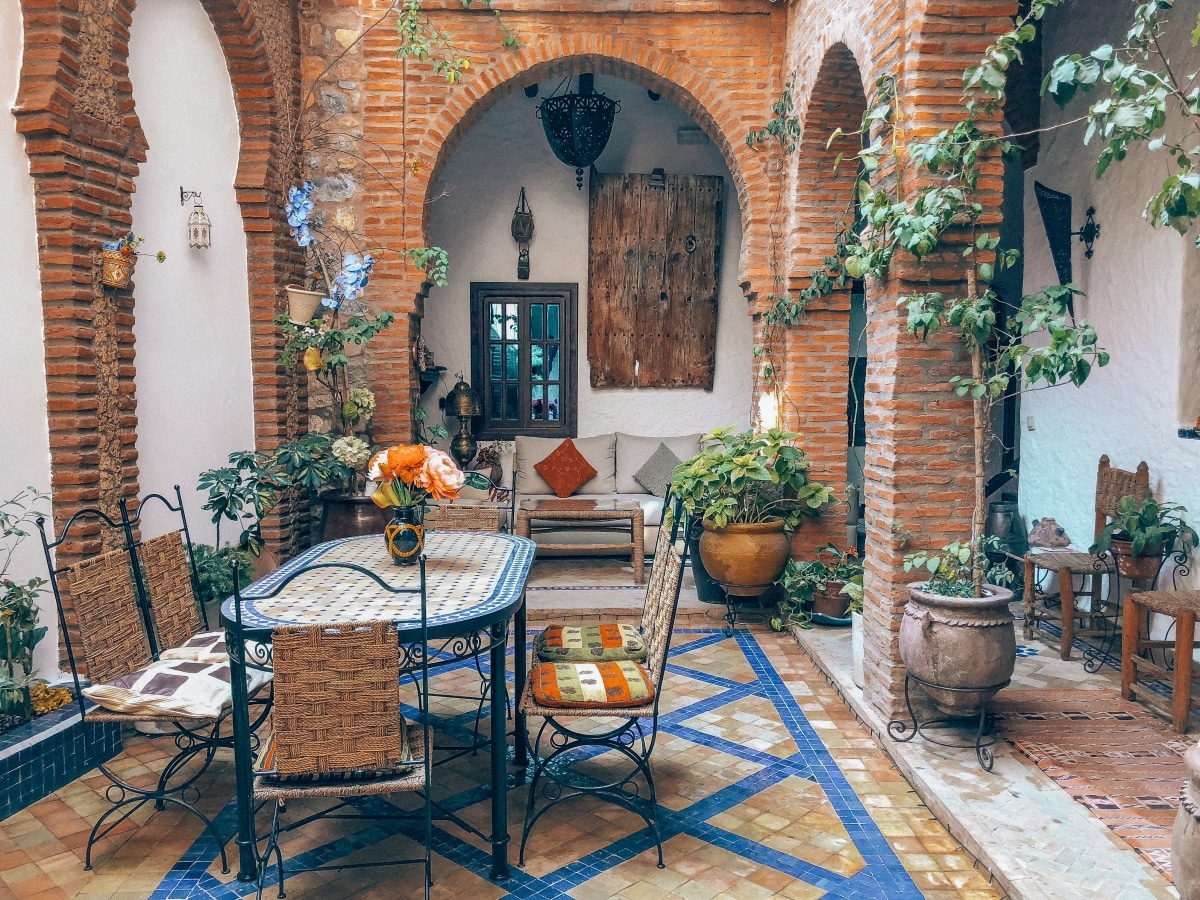 colourful tiled patio flooring