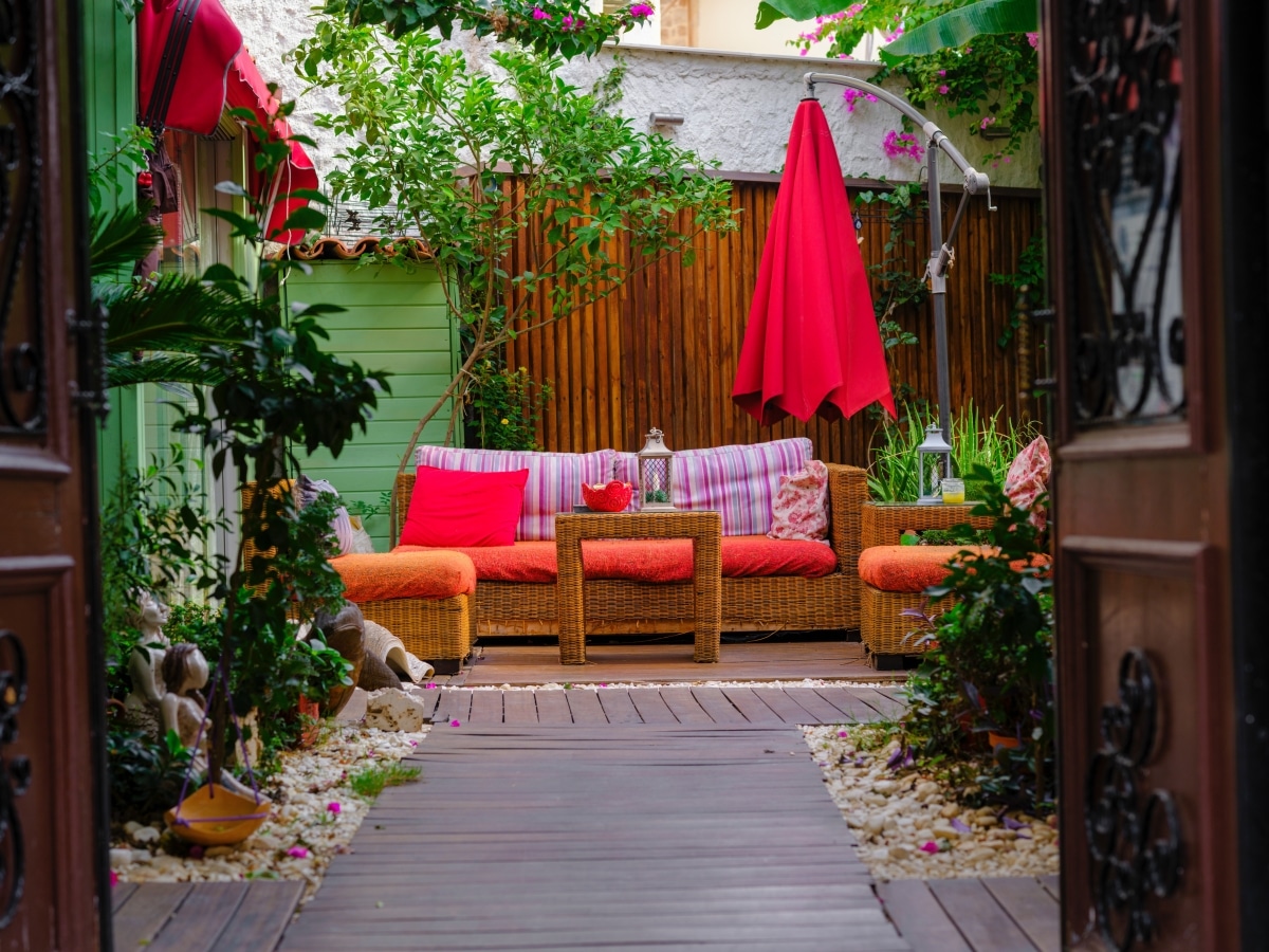 colourful patio cushions