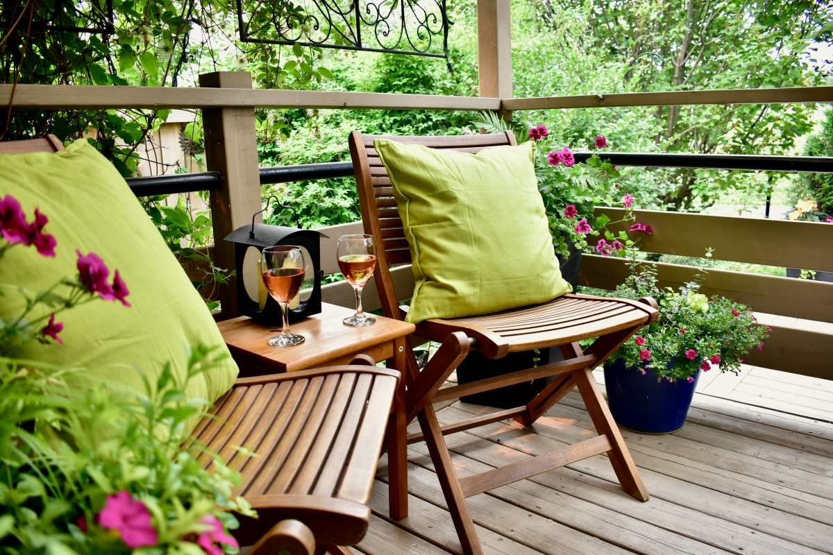 relaxing small patio seating for two