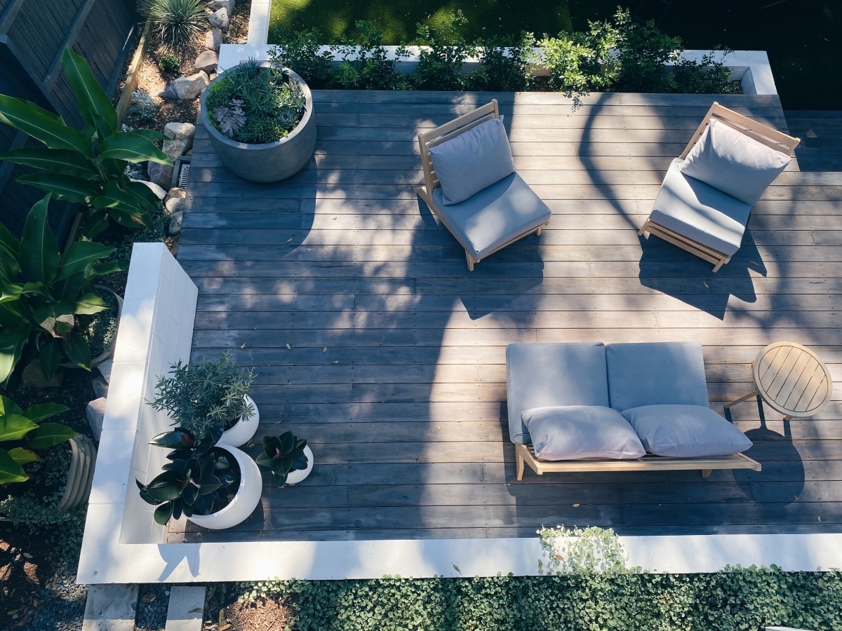 couch seating in patio corner