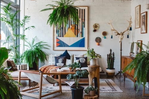 artwork in the middle of a living room
