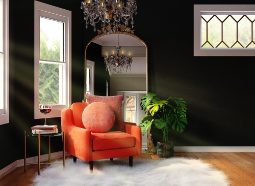 large mirror on display in a modern living room