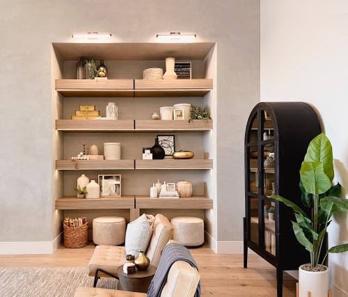 built-in shelves in living room