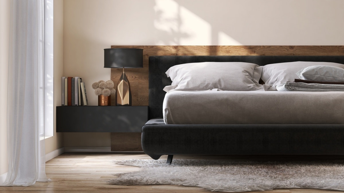 Dark and contrasting mid century bedroom ideas 