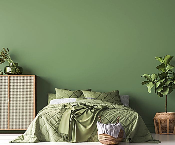 Boho Chic bedroom, simple and comfortable design with trendy rattan