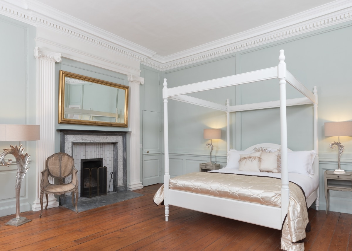 fireplace framed with pillars