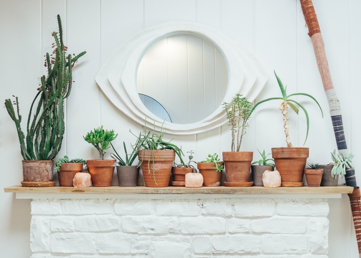 decorative mirror over fireplace