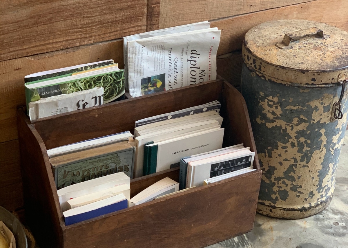 magazine rack on the floor