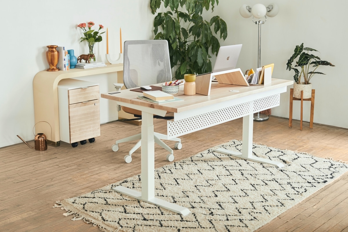 neutral coloured home office interior