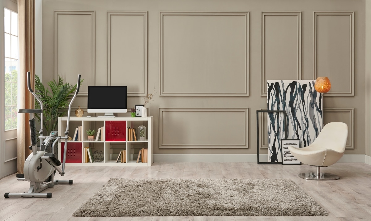 calming home gym interior