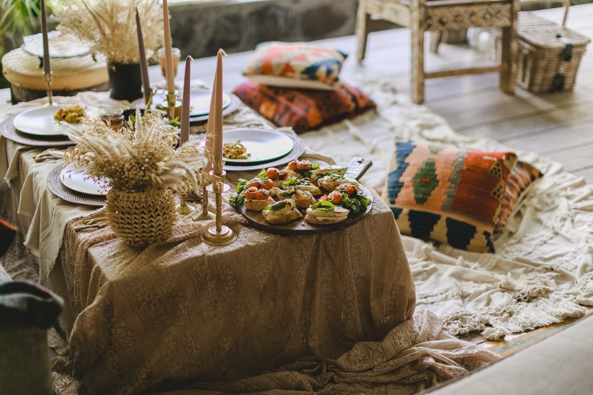 rustic boho cushioned dining