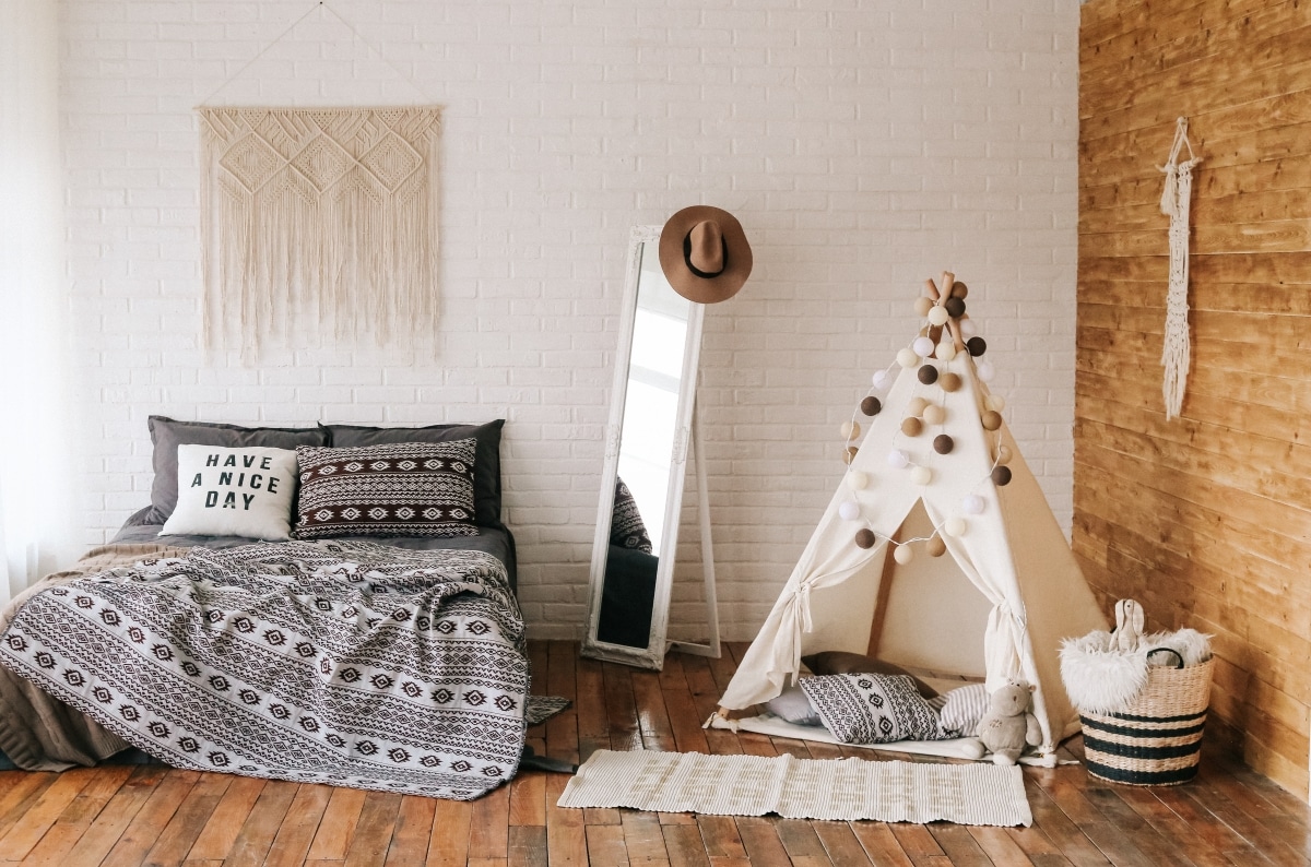 tent in boho bedroom