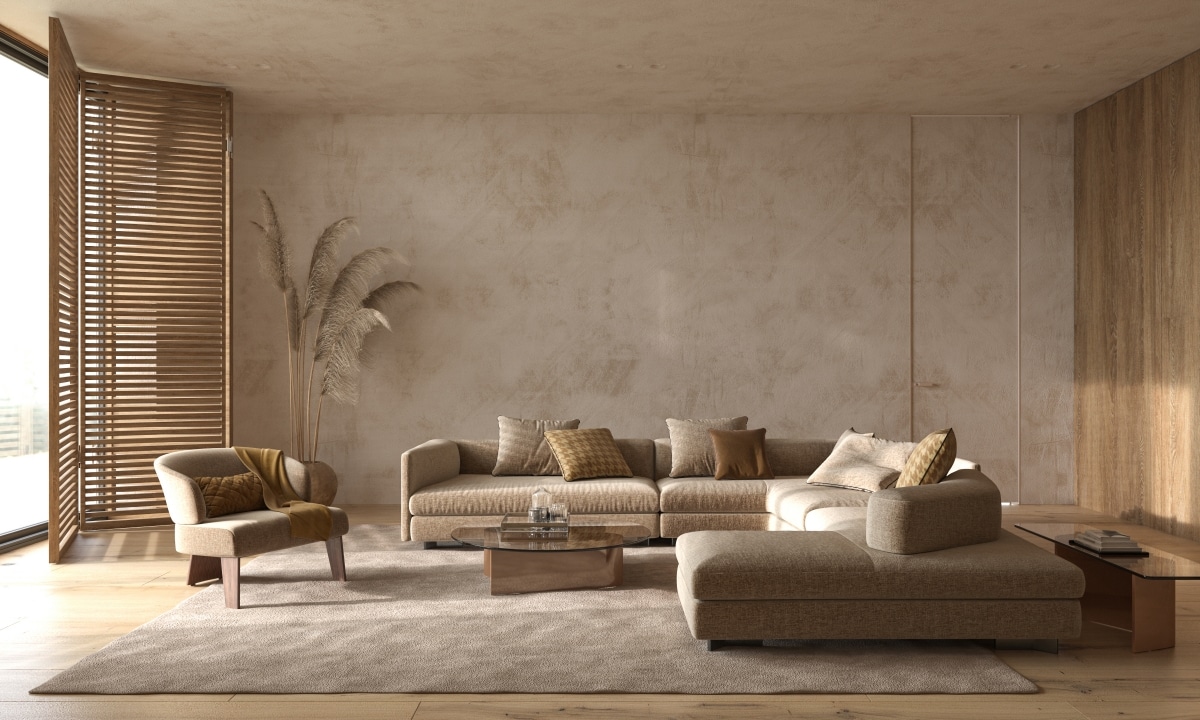 boho-japandi styled living room