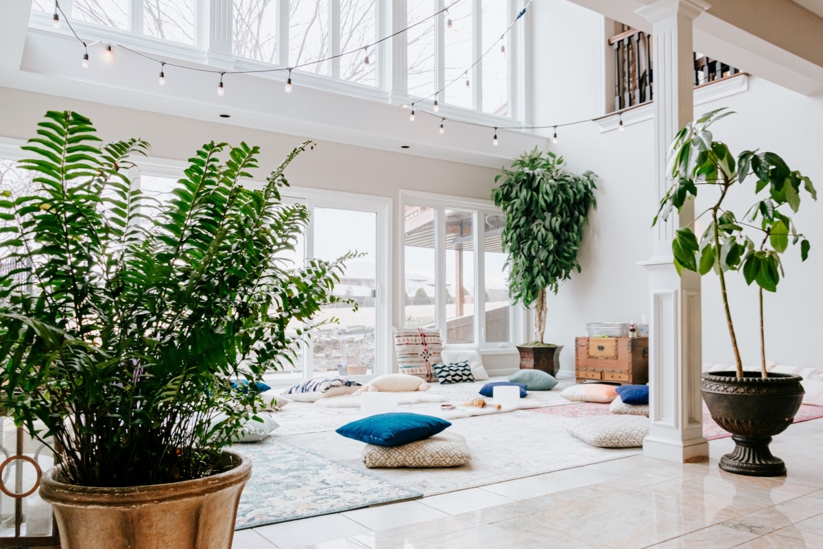 comfortable boho meditation and living space