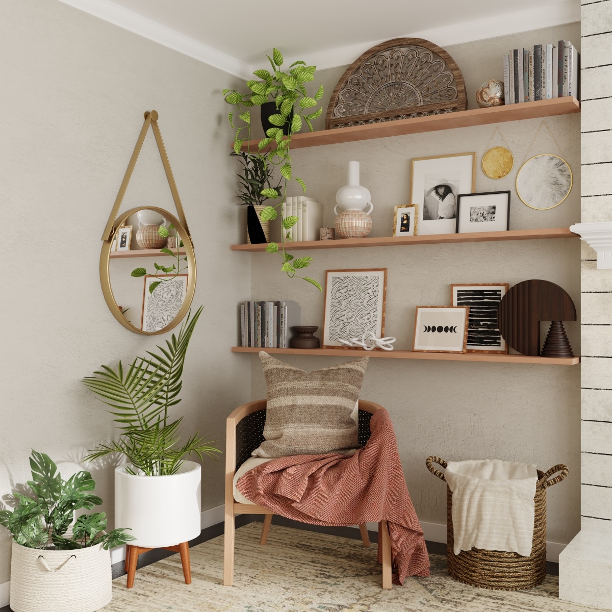 eclectic boho shelves
