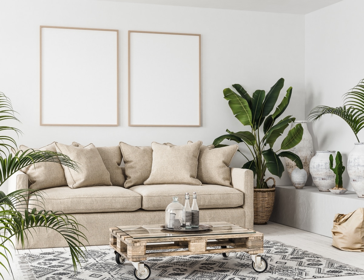 coastal boho living room interior