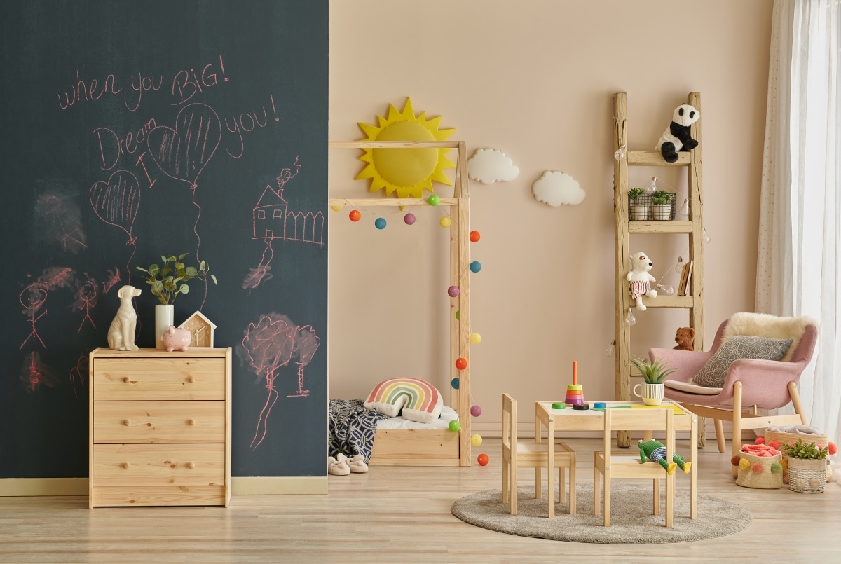 blackboard wall in kids room