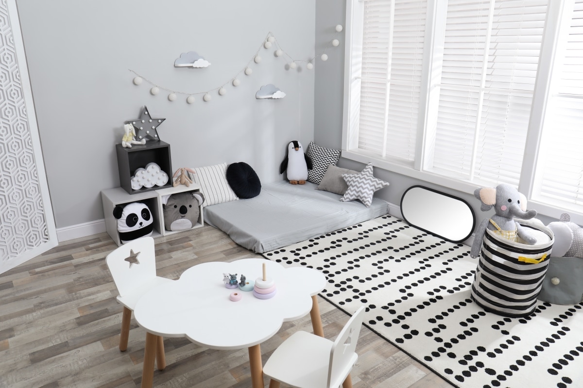 cute monochromatic kids bedroom
