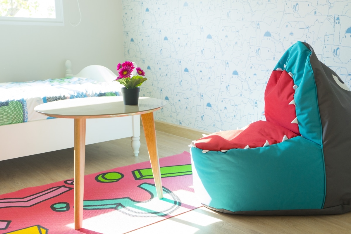 adorable shark bean bag in kids room
