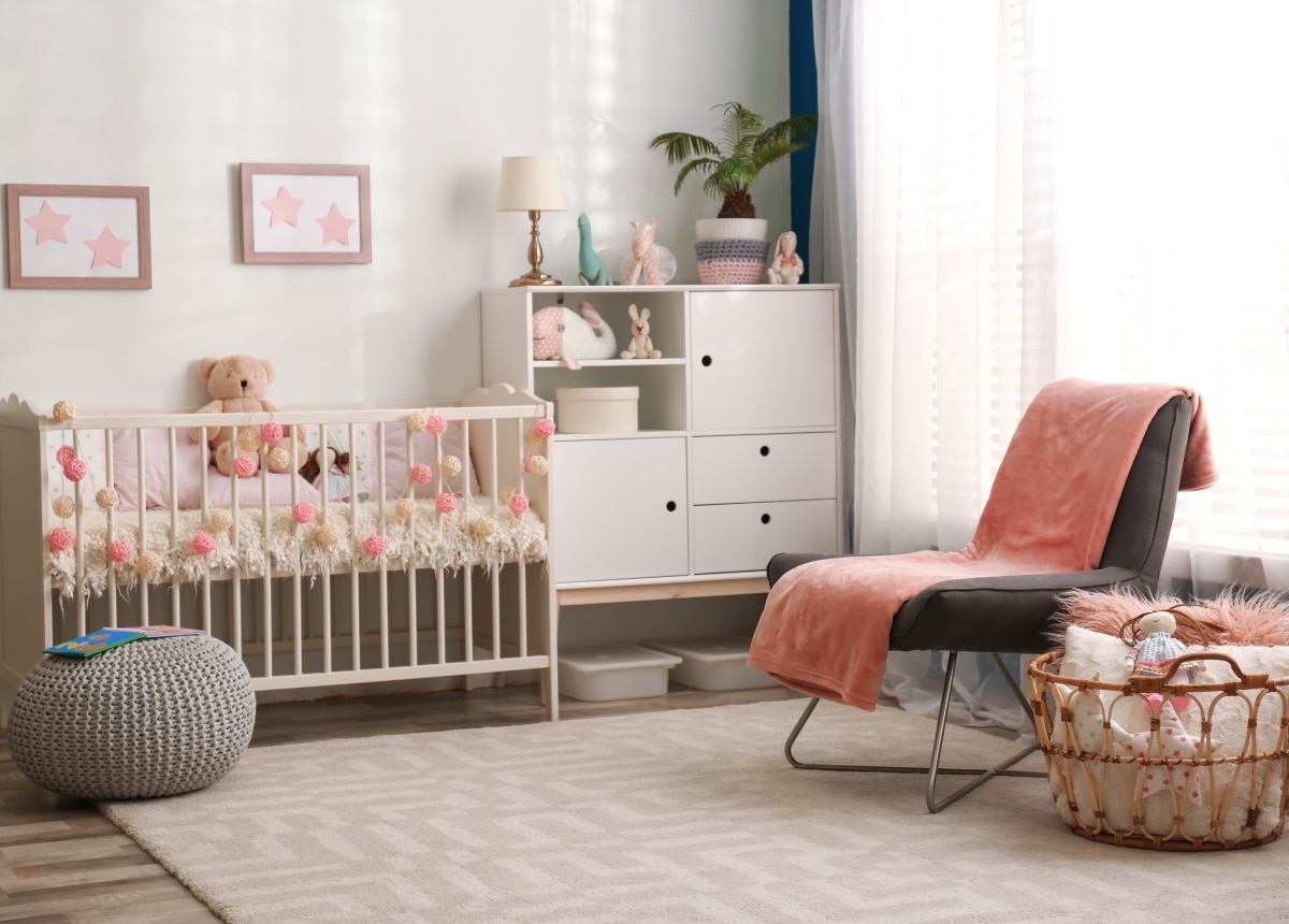 pink and grey kids bedroom