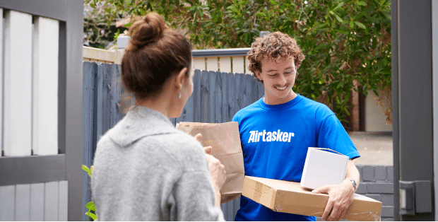 A Tasker delivering a package