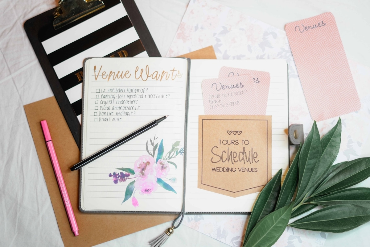 A wedding checklist used for wedding planning.