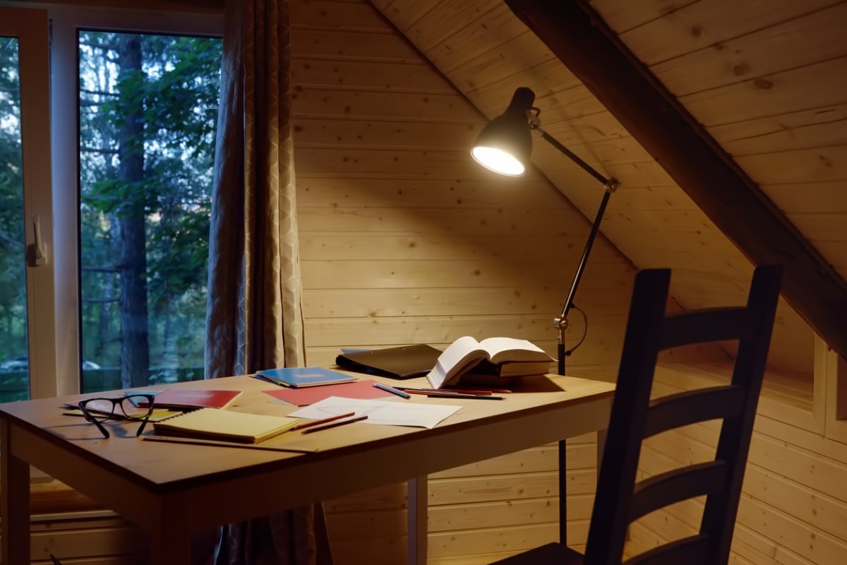 cosy workspace by the window