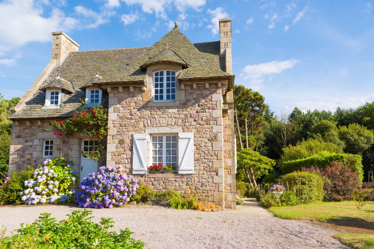 timeless house with stone exterior