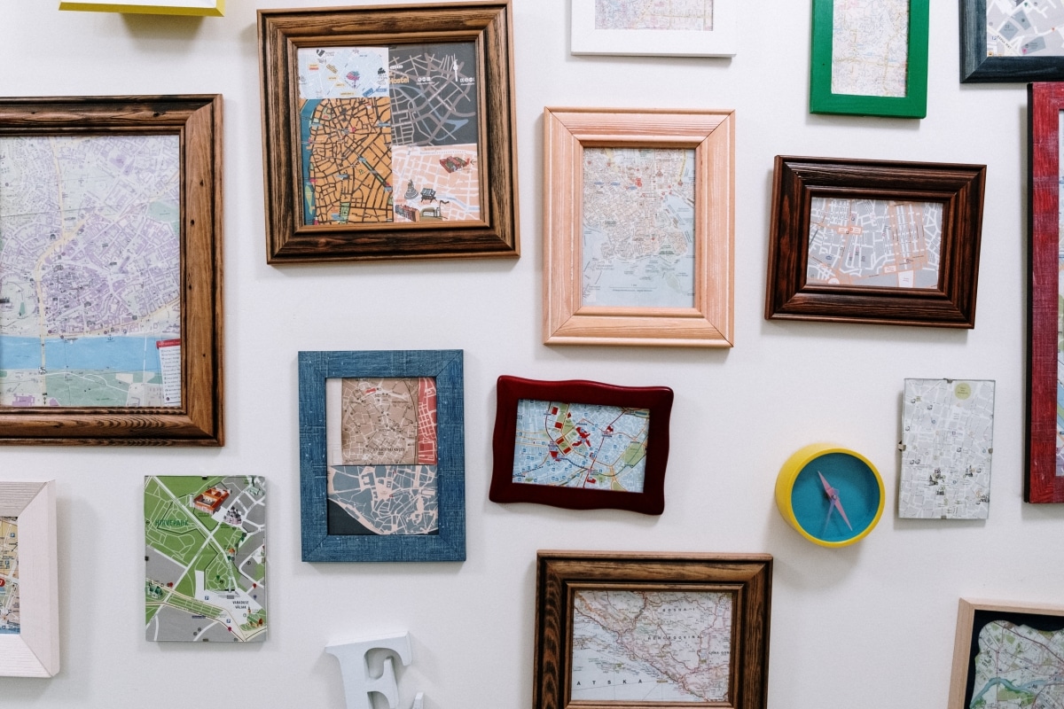 eclectic wall of frames