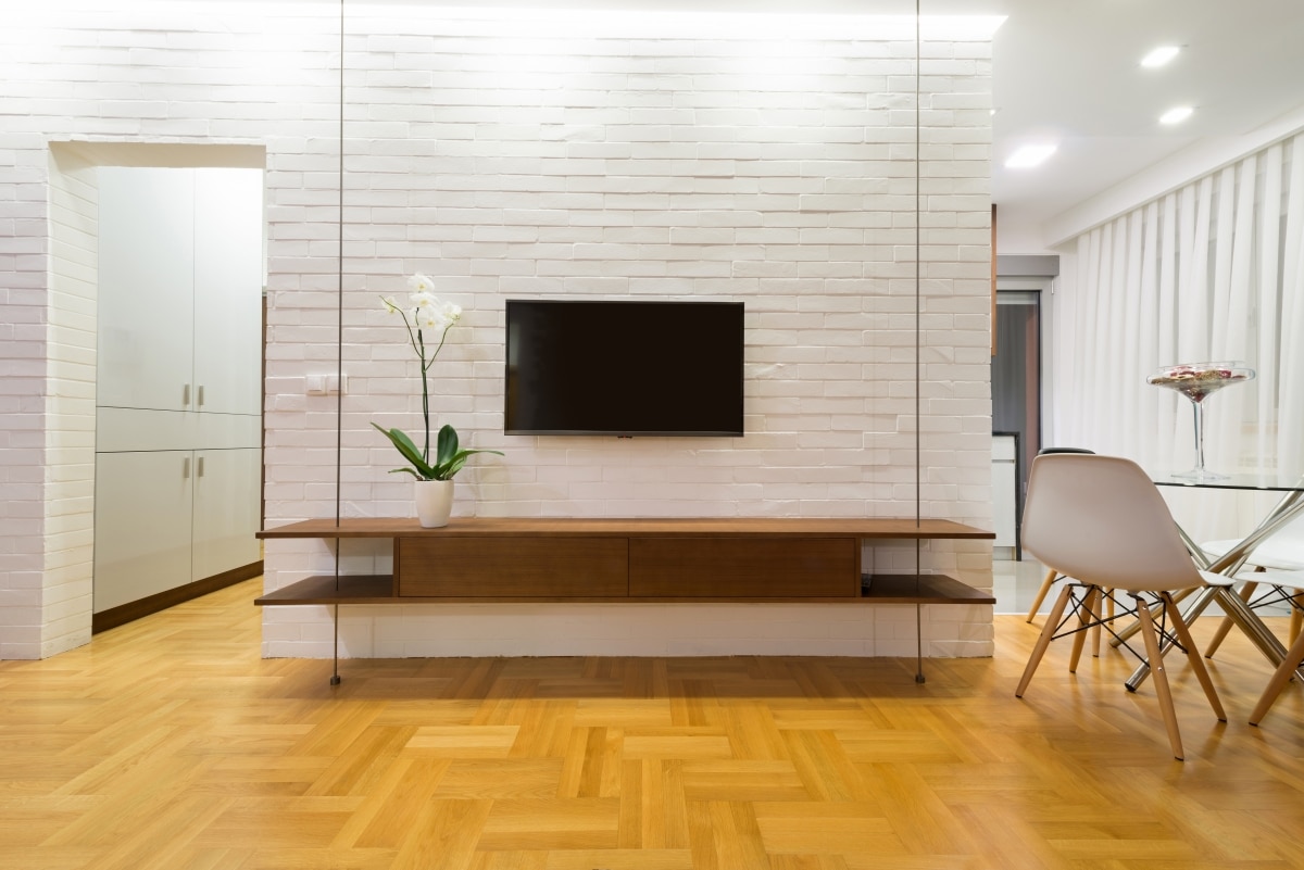 white brick tv wall