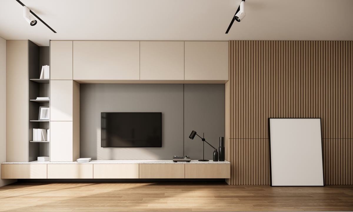 tv wall with built-in storage