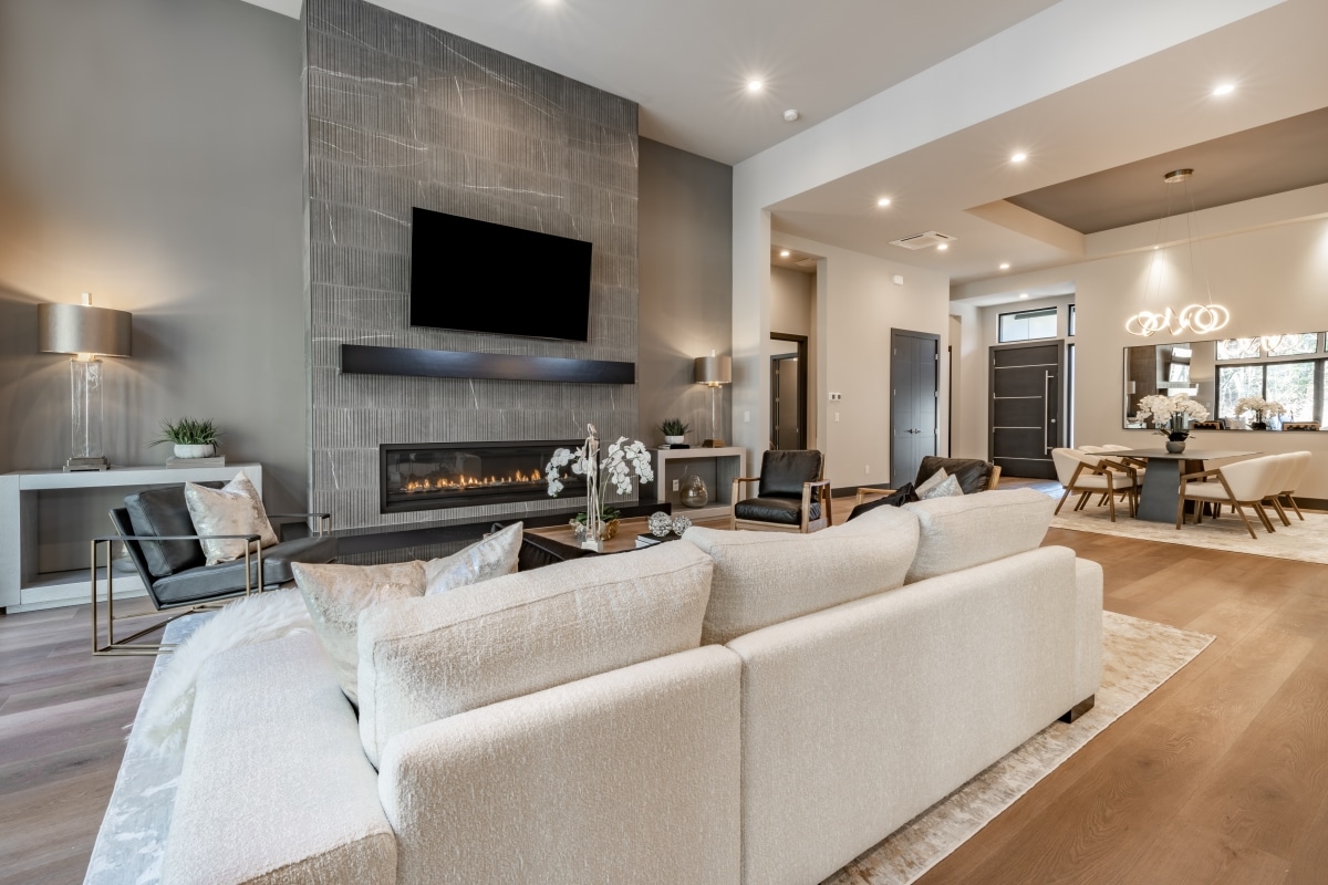 symmetrical TV wall decor