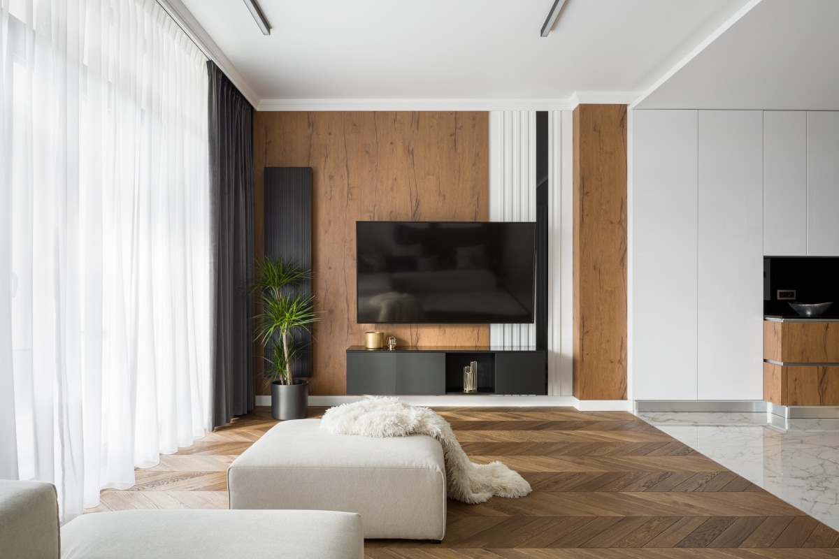 stylish wooden tv wall