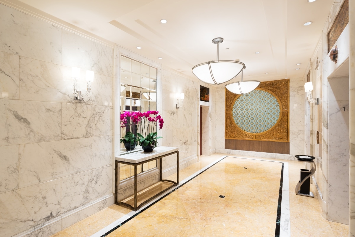 decorative florals in hallway