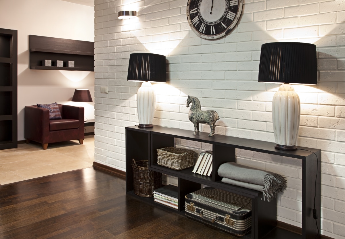 modern black and white hallway interior