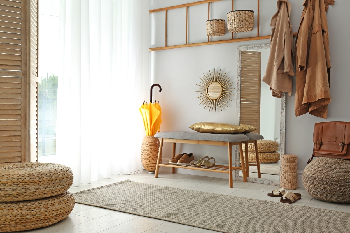 cosy hallway with textured runner and furniture