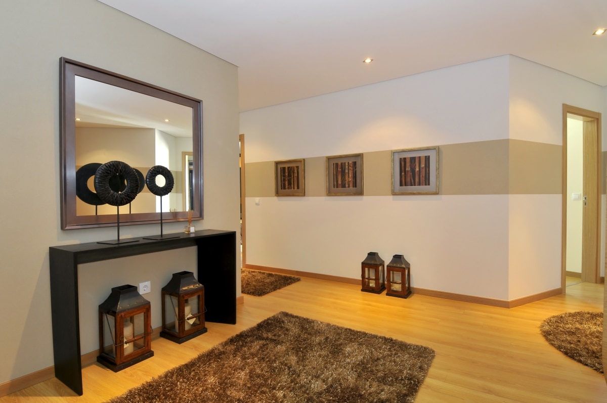 decorative art pieces in hallway