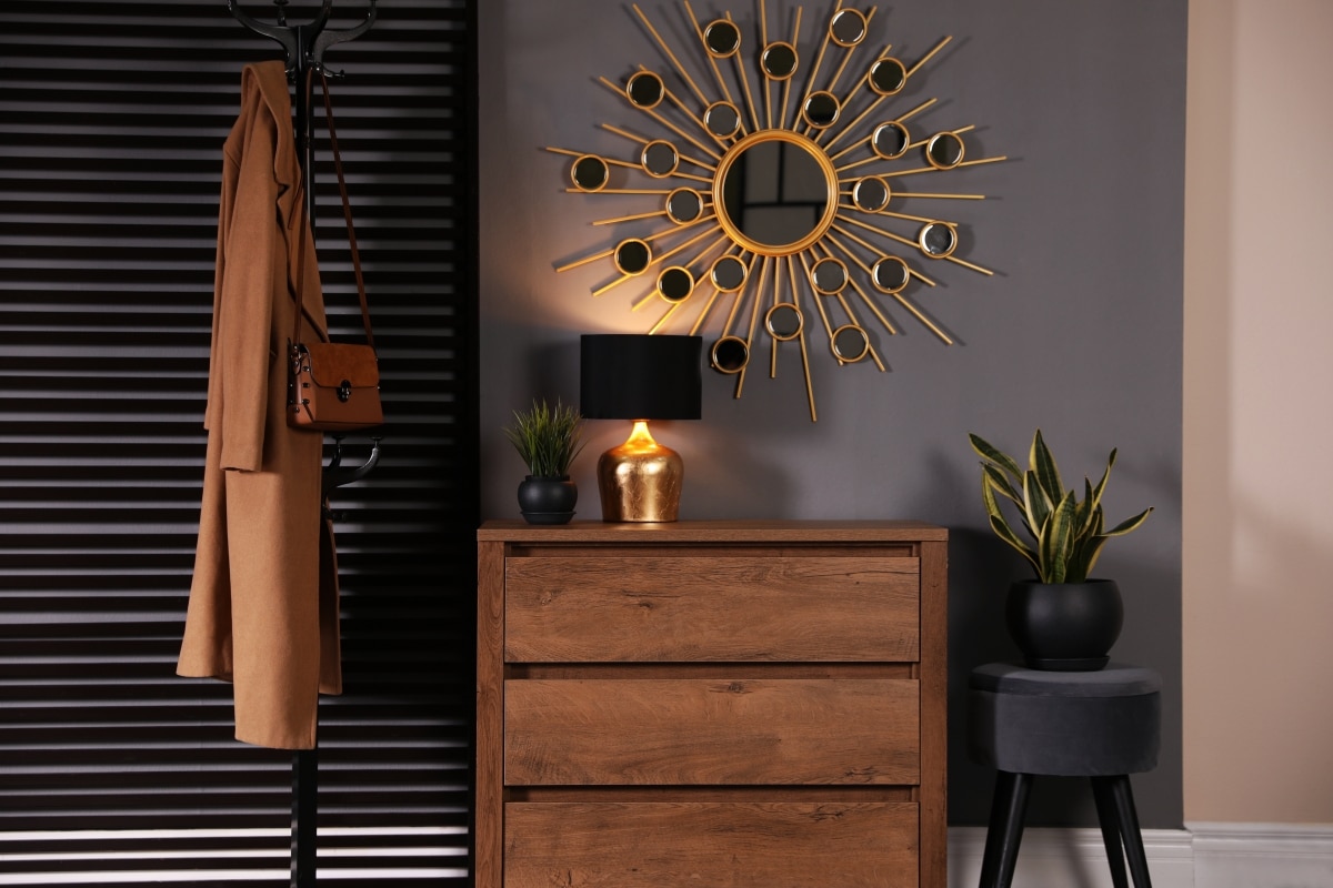 modern mirror in hallway