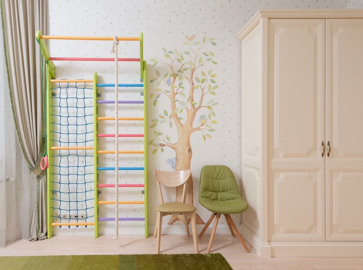 Interior of light wall of playroom