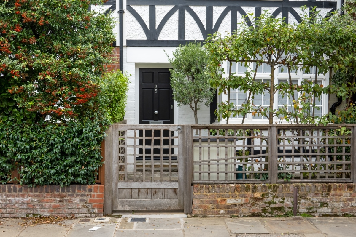 low gate made of structured wood