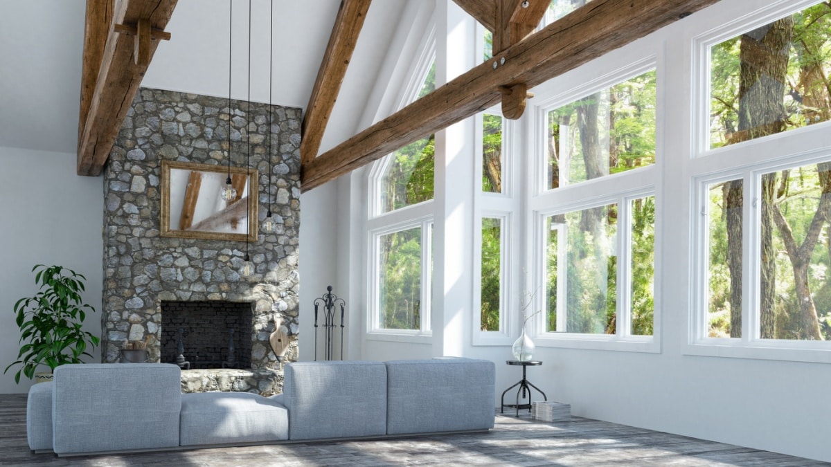 Modern cottage style home with fireplace