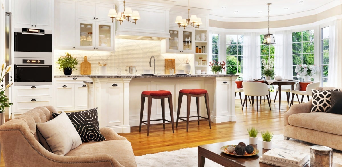 Luxury living room and kitchen