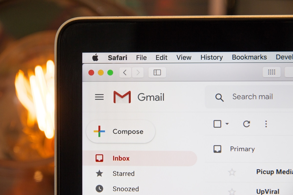 close up shot of gmail on a web browser