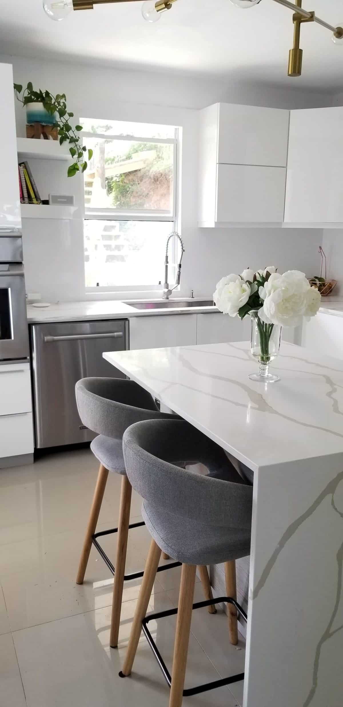 White themed kitchen area