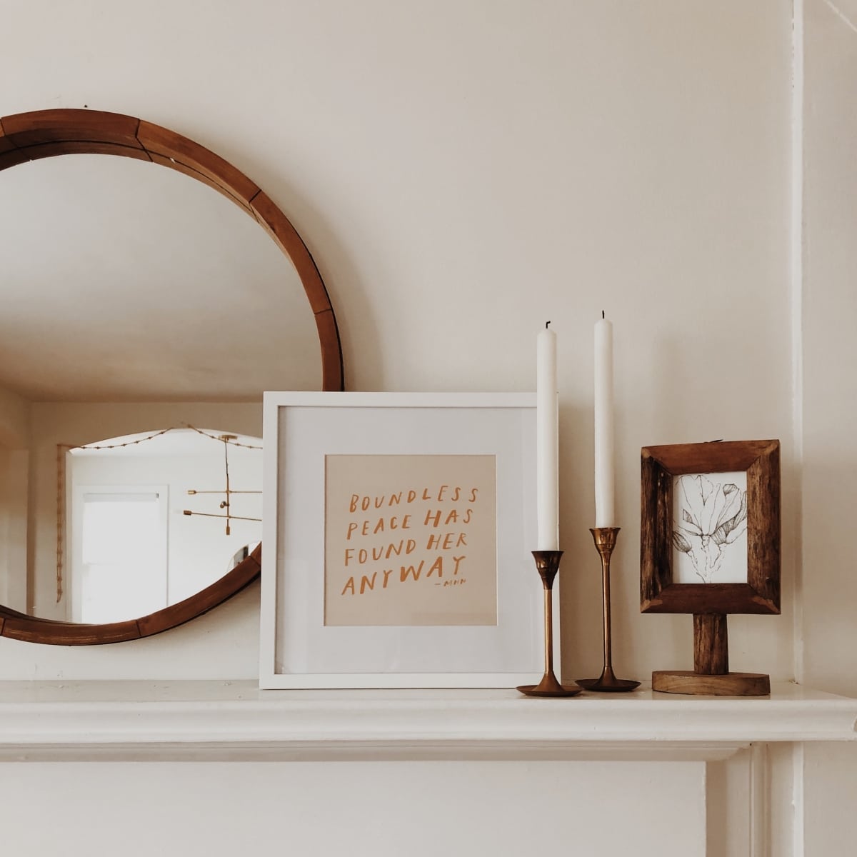 candles by row of frames