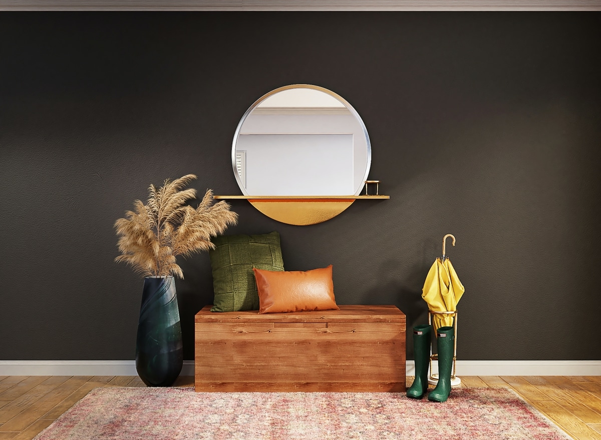 storage chest turned hallway bench
