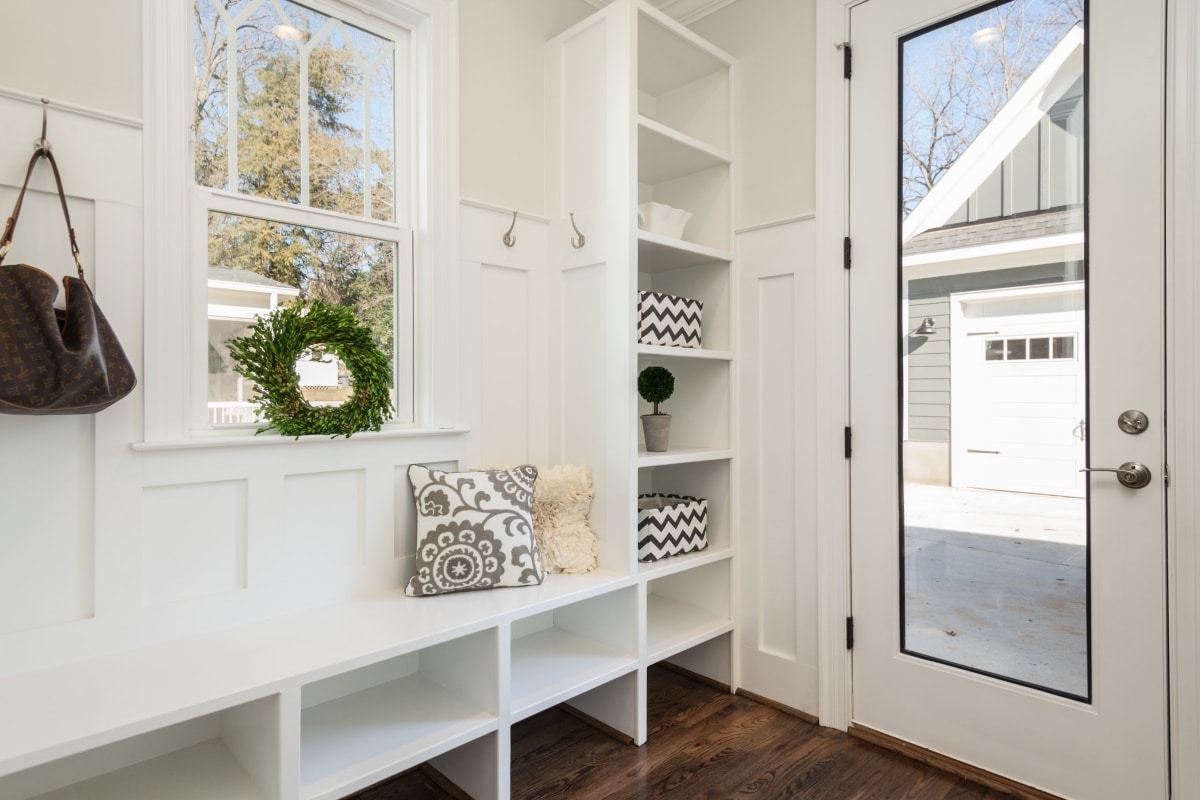 simple bench seat and cubby system