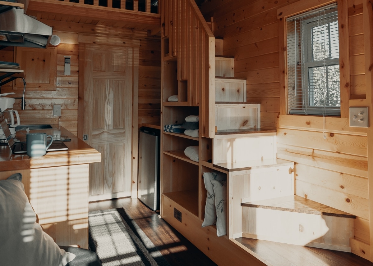 shelf storage under the stairs