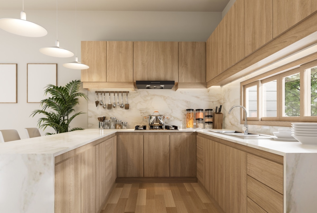 Beautiful natural kitchen design with sustainable materials and earthy tones.